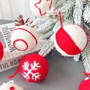 圣诞季 羊毛毡ins雪花松树圣诞树装饰球羊毛球小挂件圣诞节装饰品