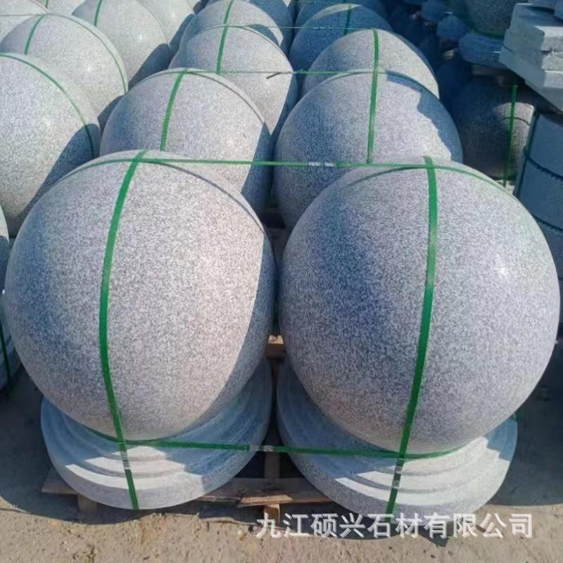 路障石球广场阻车隔离大理石圆球芝麻灰防撞石墩花岗岩挡车球订做