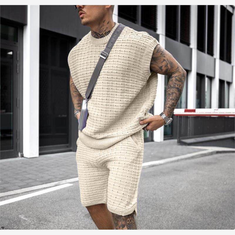 shorts +shirt men 2piece set 欧美运动休闲短袖衬衫短裤套装男