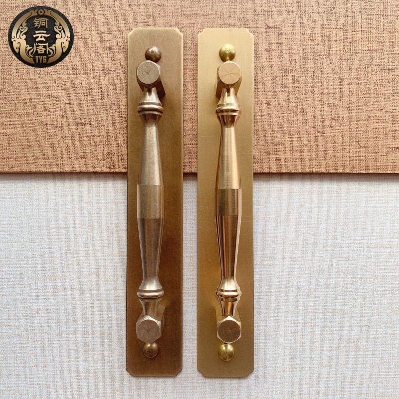 中式仿古明装纯铜门把手