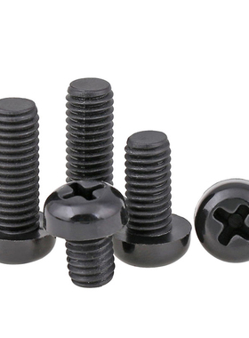 PA66黑色尼龙圆头螺丝塑料十字盘头螺钉M4M5*x6x8x10x15x20x35x50