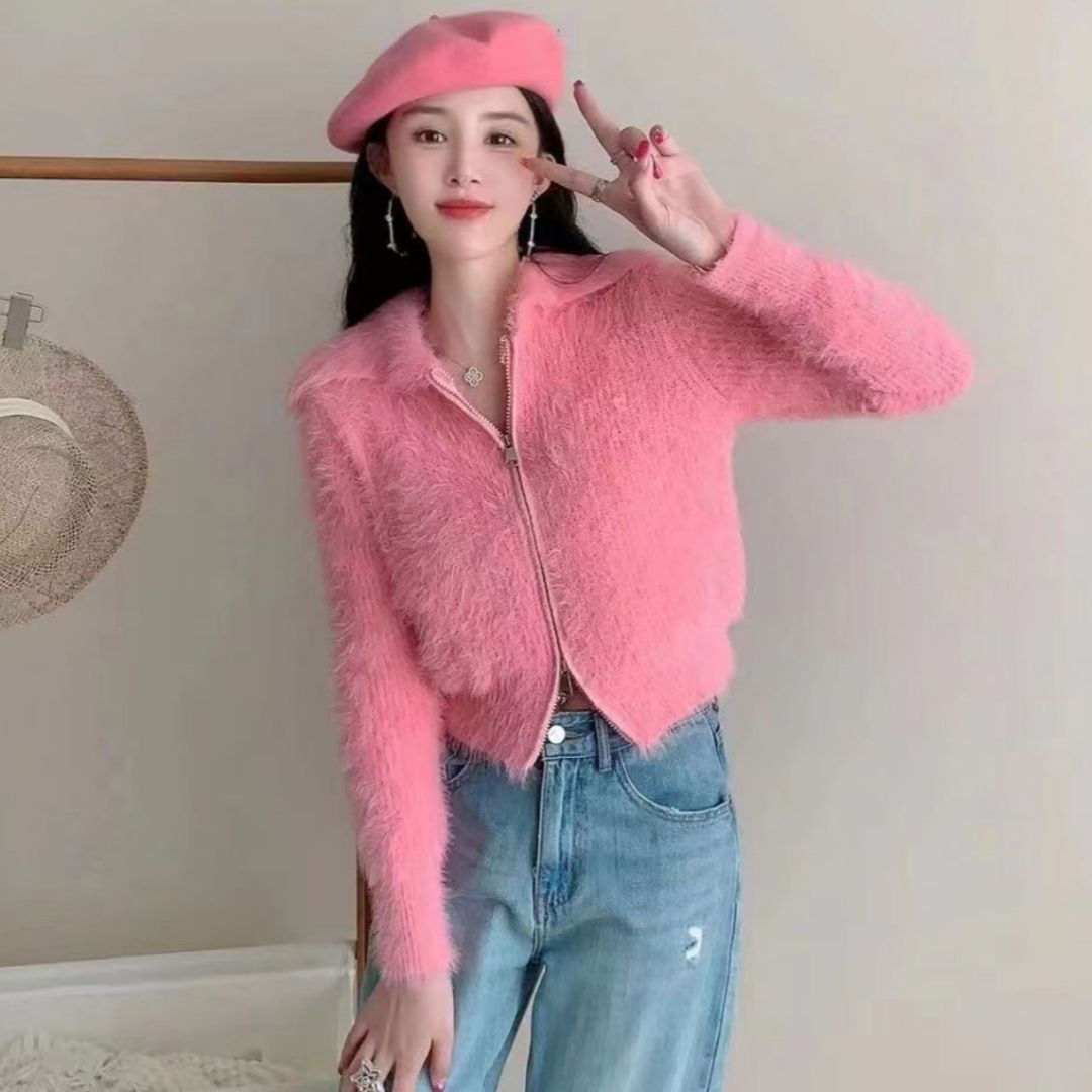 仿水貂绒软糯针织毛衣女