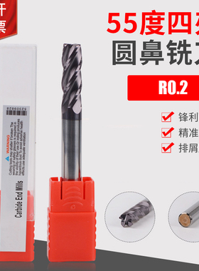 55度钨钢圆鼻刀4R0.2 6R0.2 8R0.2 10R0.2加长75/100/150L牛鼻刀