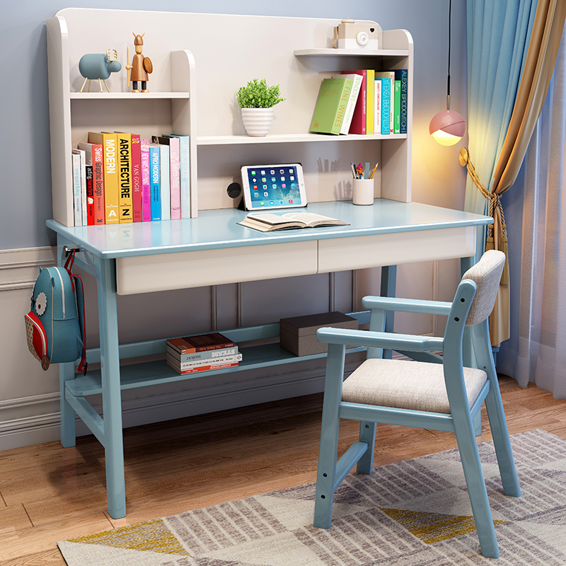 学习桌小学生写字桌椅套装家用简约卧室课桌可升降全实木儿童书桌