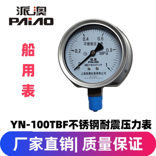 派澳仪表YN100TBF  0.6 1 1.6 2.5MPa带后边耐震抗震船用压力表