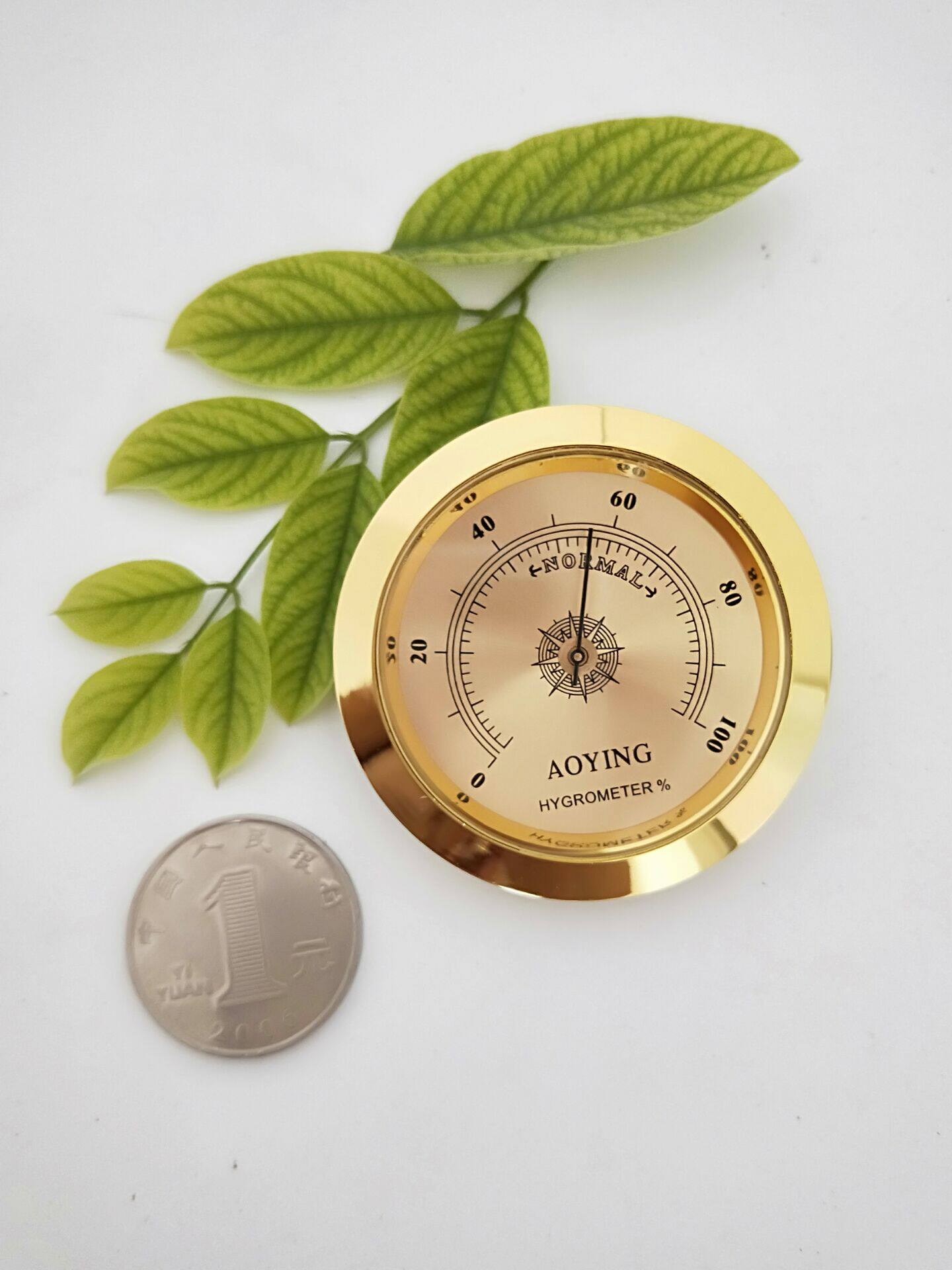 迷你嵌入式温湿度计50/37mm温度计箱包乐器小邮票存放装饰木器盒