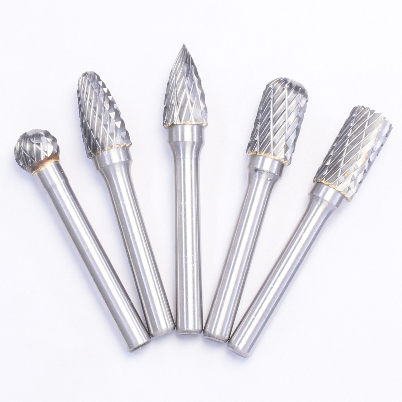 Y8钨钢磨头硬质合金旋转锉单槽双槽金属合金打磨头钨钢6*10mm套装