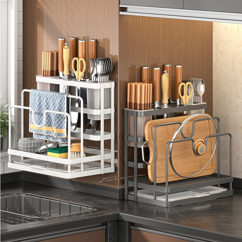 德国进口厨房刀架筷子笼置物架壁挂多功能砧板菜板刀具一体收纳架