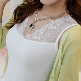 蕾丝花边网纱莫代尔女吊带背心打底衫 显瘦纯色两面穿 百搭内衣修身