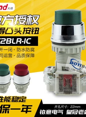 原装台湾天得22mm凸头按钮开关T2BLRR-1C红T2BLRG-1C绿1A1B T3BLR