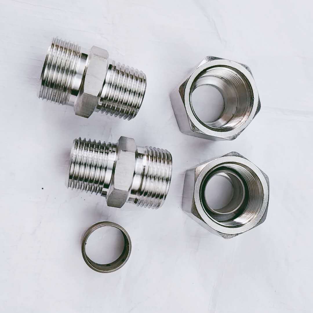 不锈钢卡套式锥螺纹直通管接头 3734.1 304不锈钢卡套接头液压接
