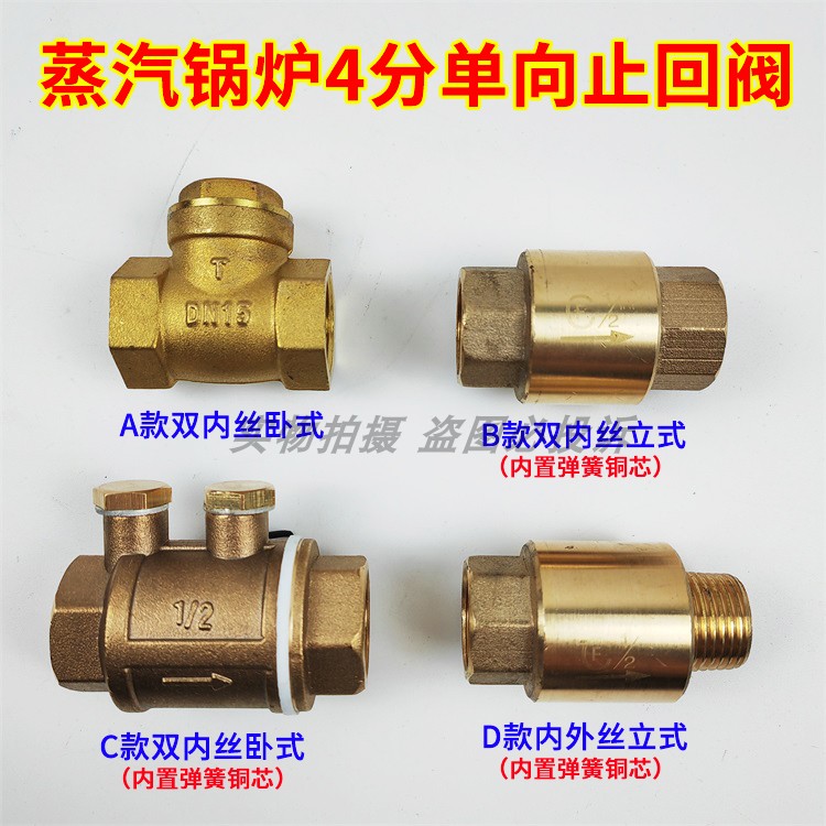 蒸汽发生器锅炉DN15卧式立式高温高压4分全黄铜弹簧单向阀止回阀