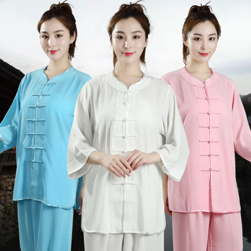 棉麻加丝女七分袖太极服