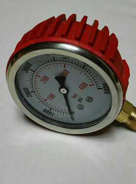 带橡胶保护套耐震压力表 型号yn-63lo 压力0-400bar 0-6000psi