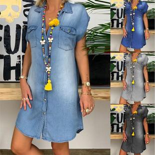 Women's Dress Summer Denim Party Dresses Ladies Plus Size女