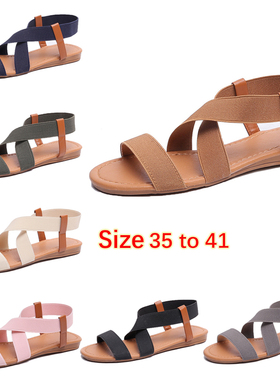 Comfort Women Flat Shoes Elastic Band Sandals大码40 41女凉鞋