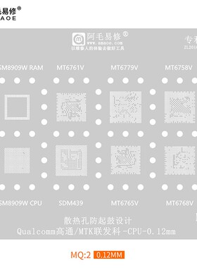 MSM8909W/SD439植锡网MT6779V/MT6768/6765V/6761V/6758V/CPU钢网