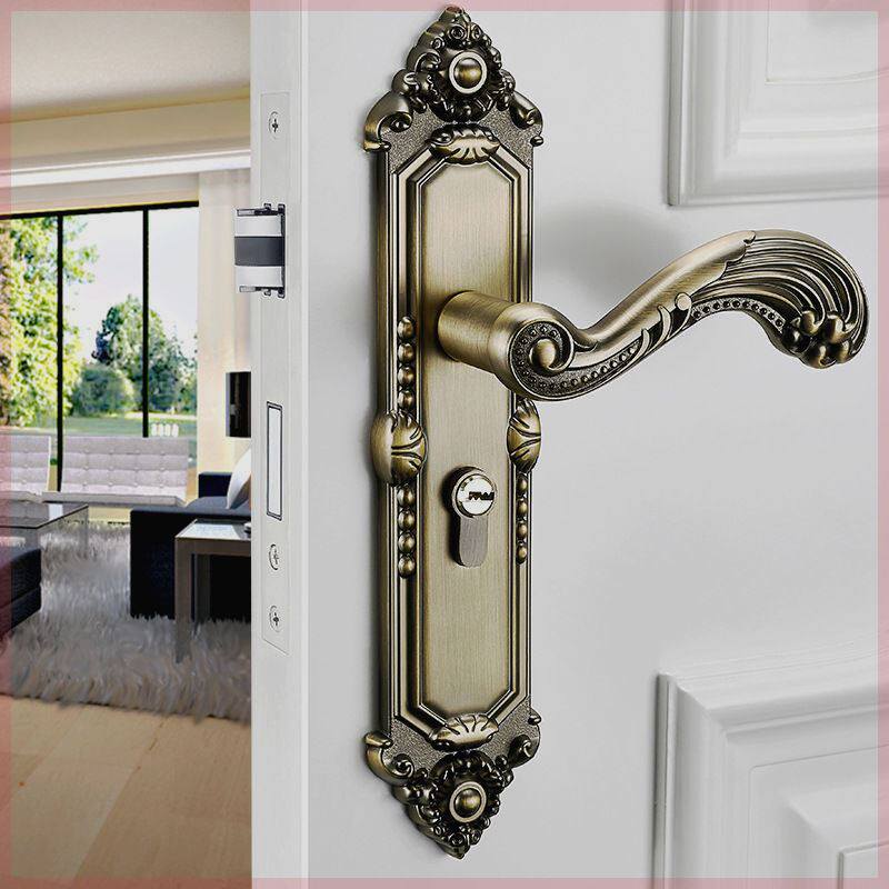 欧式象牙白门锁室内家用通用型卧室卫生间静音锁具执手实木门把手