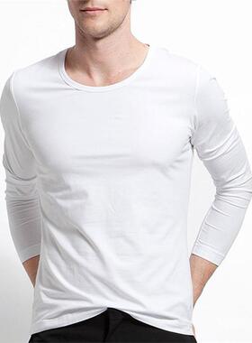 Men Long Sleeve T Shirts 男士长袖T恤打底衫男白色修身圆领汗衫
