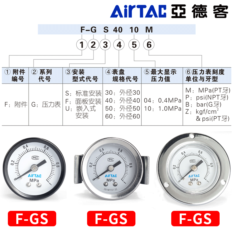亚德客高精度气压表过滤