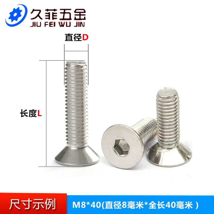 不锈钢沉头内六角杯螺丝