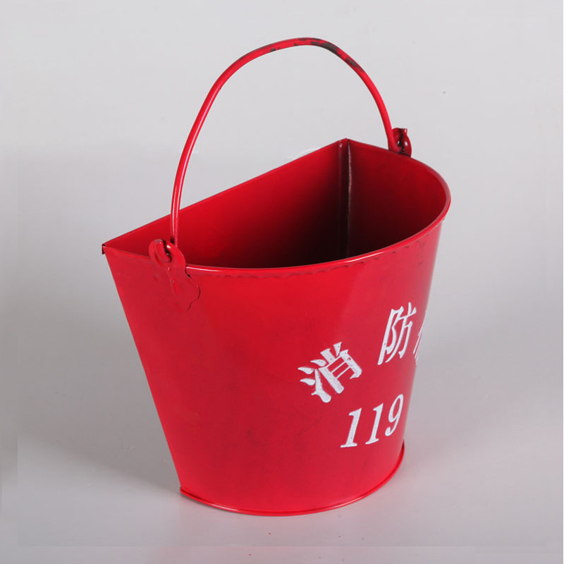 包邮消防桶半圆黄沙桶加厚型烤漆桶消防锹桶消防器材铁桶半圆桶