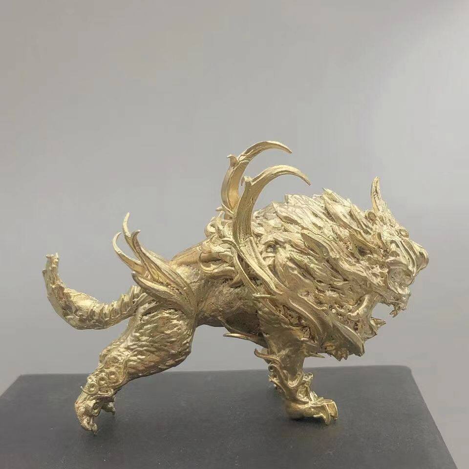 上古神兽穷奇麒麟白泽纯铜实心霸气摆件混沌饕鬄梼杌狴犴宪章螭吻