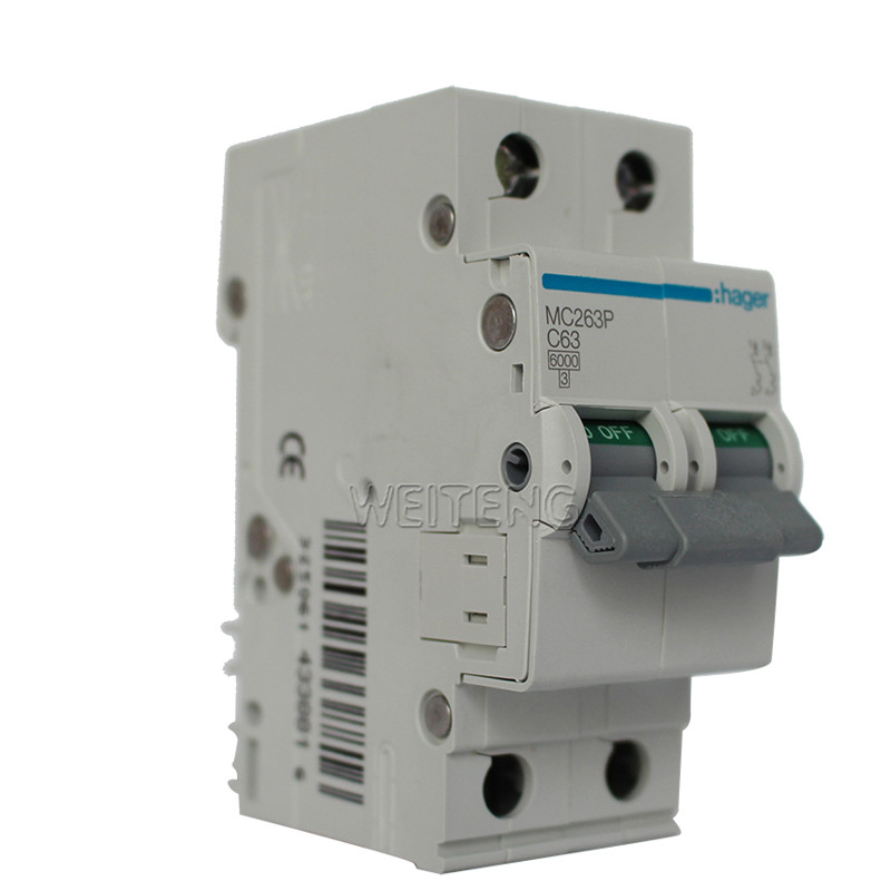 询价9年老店 HAGER海格MC263P家用63A单相220V两极小型断路器空气