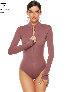 秋冬针织连体衣打底衫Autumn Winter弹力修身Knit tight bodysuit