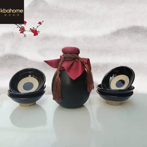 陶瓷酒壶套装影视道具碗土碗蒸碗酒店农家乐古代酒碗包邮复古酒瓶