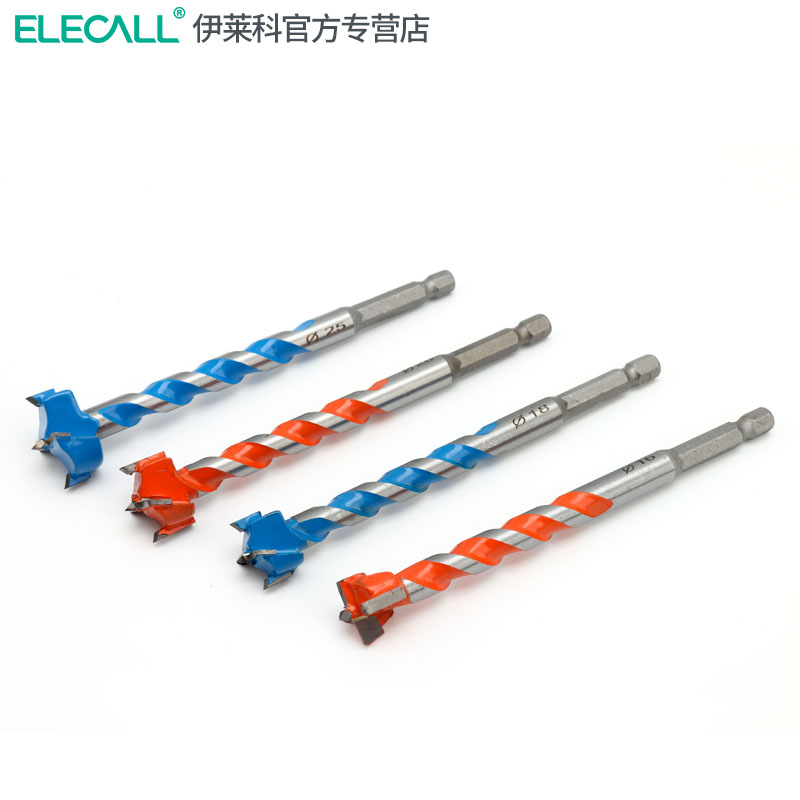 伊莱科木工开孔器钻头 木板塑料打孔扩孔螺纹加长杆大飞扳手转接*
