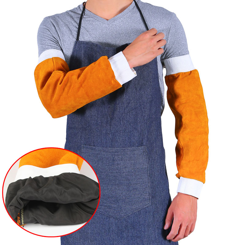佳护 加厚长牛皮电焊袖套耐脏耐烫焊工焊接护袖劳保烧焊松紧套袖