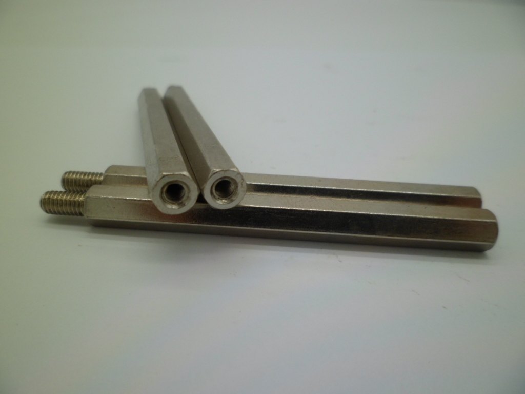 隔离柱阴阳柱M4转接柱 镀镍六角螺柱M4X63+8转M3内牙 六角对边6MM