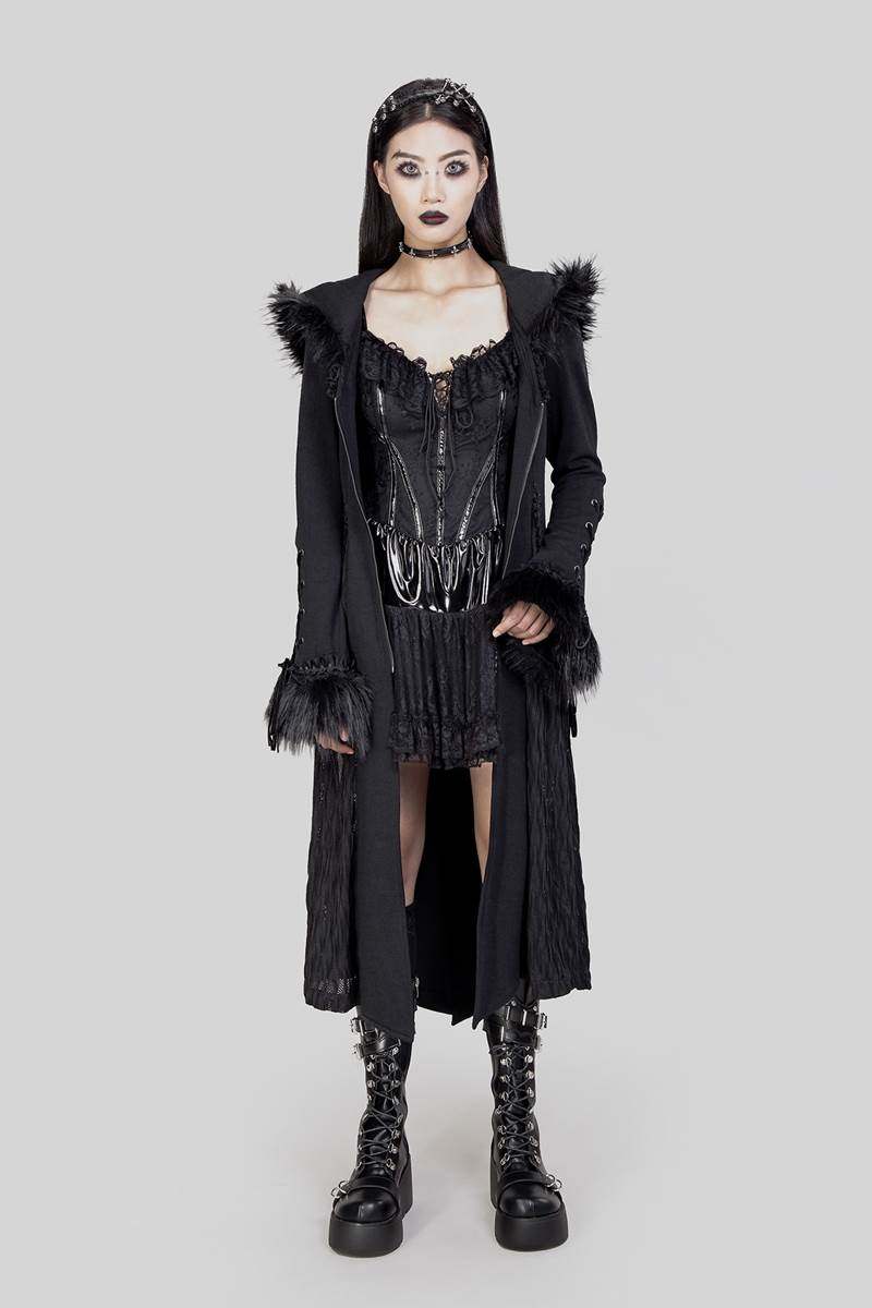 RNG哥特女装暗黑亚文化朋克风cos装扮恶魔连帽大衣JA2440