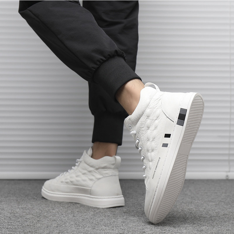 马丁靴男白色高级感2024年秋冬新款加绒保暖英伦风厚底内增高短靴