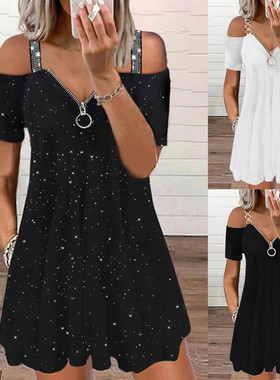 Backless Sexy Zip Dress Streetwear Sundress露背拉链连衣裙