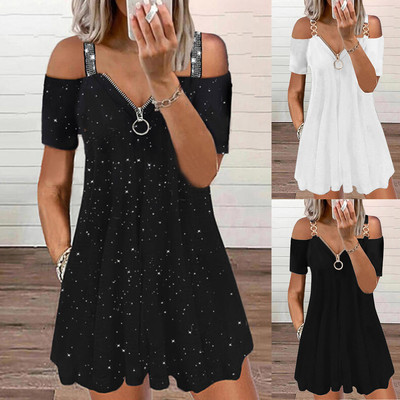 Backless Sexy Zip Dress Streetwear Sundress露背拉链连衣裙