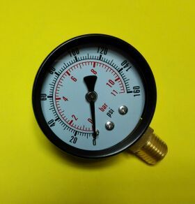 螺纹npt1/4压力表 外壳直径5cm 立式 压力 160psi 11bar 50mm