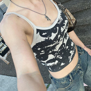 Tank Patchwork Cropped Contrast Top撞色吊带小背心女 Camisole