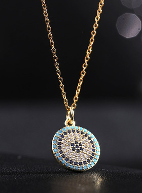 蓝眼睛锁骨链恶魔之眼吊坠