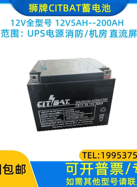 狮牌CITBAT蓄电池12V26AH CB12-26 直流屏UPS主机机房免维护电源