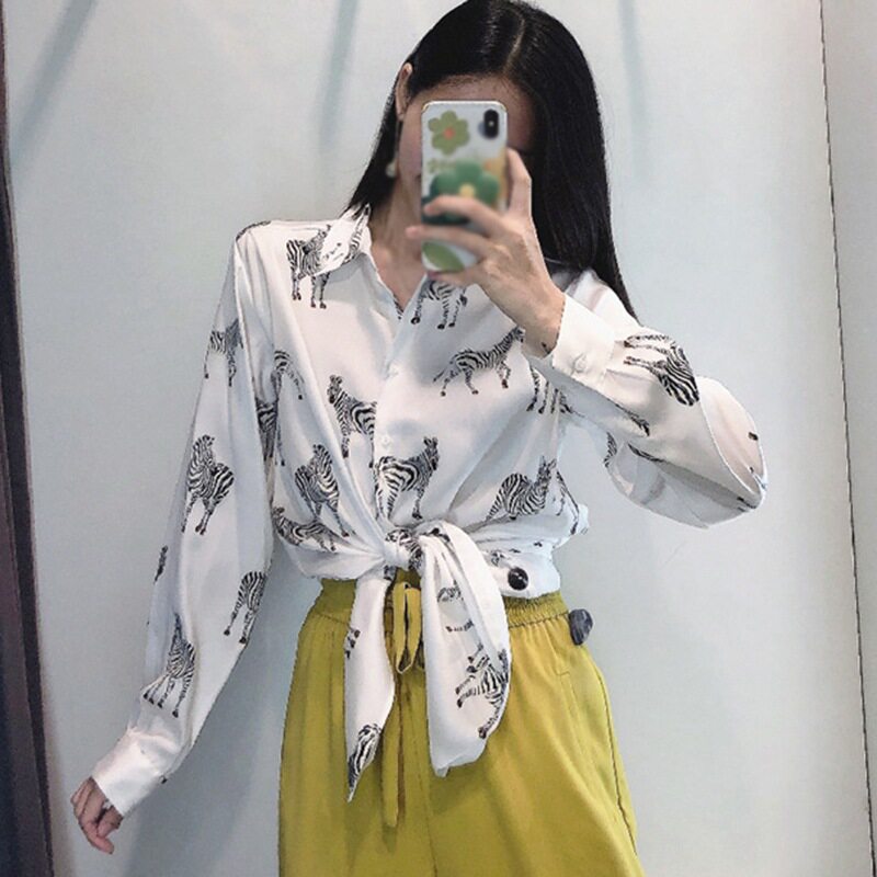Animal printed button down lapel shirt 动物印花系扣翻领衬衫