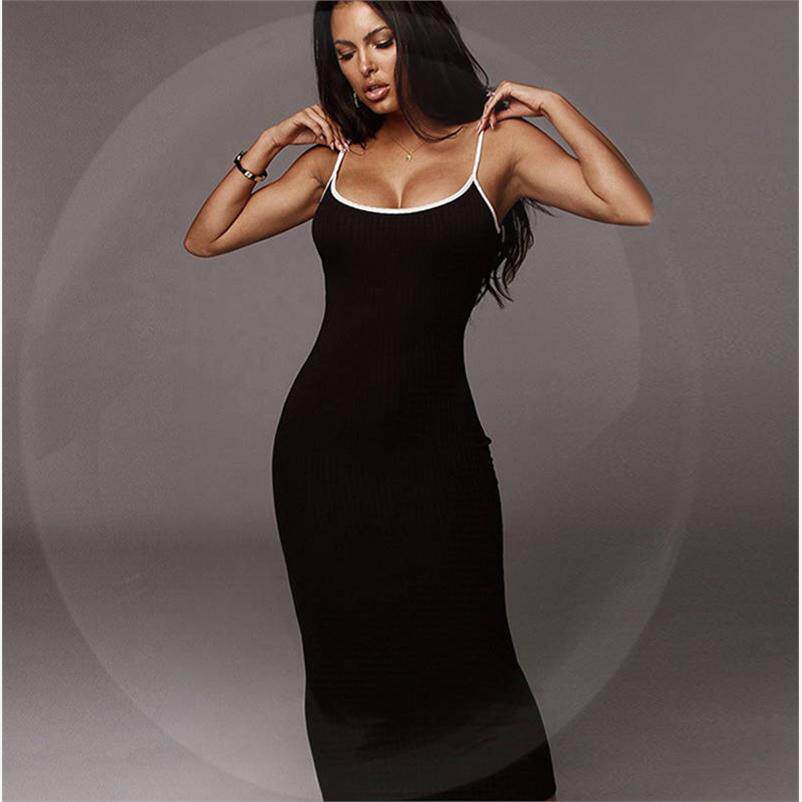 2020 summer new contrast color suspender dress