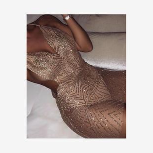 Deep V Neck Mesh Glitter Dress Bodycon Outfits Ladies Dress