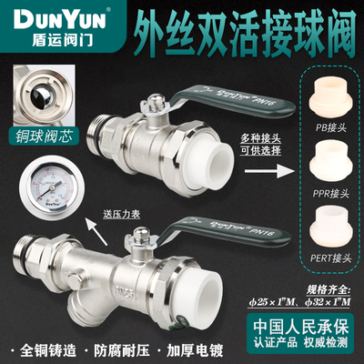 盾运全铜球芯阀门地暖寸