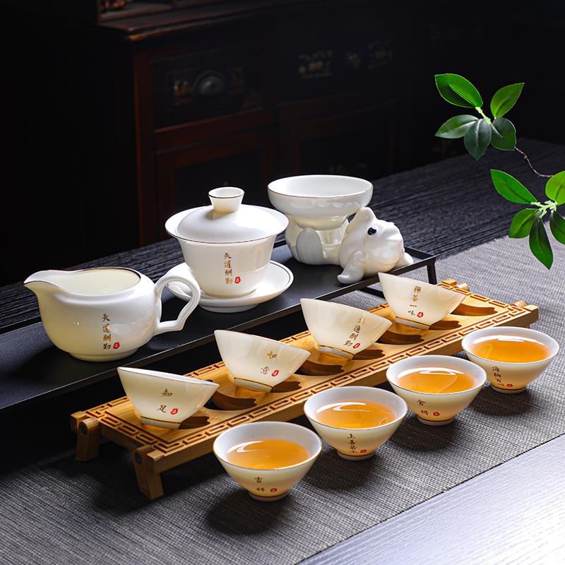 德化羊脂玉白瓷功夫茶具