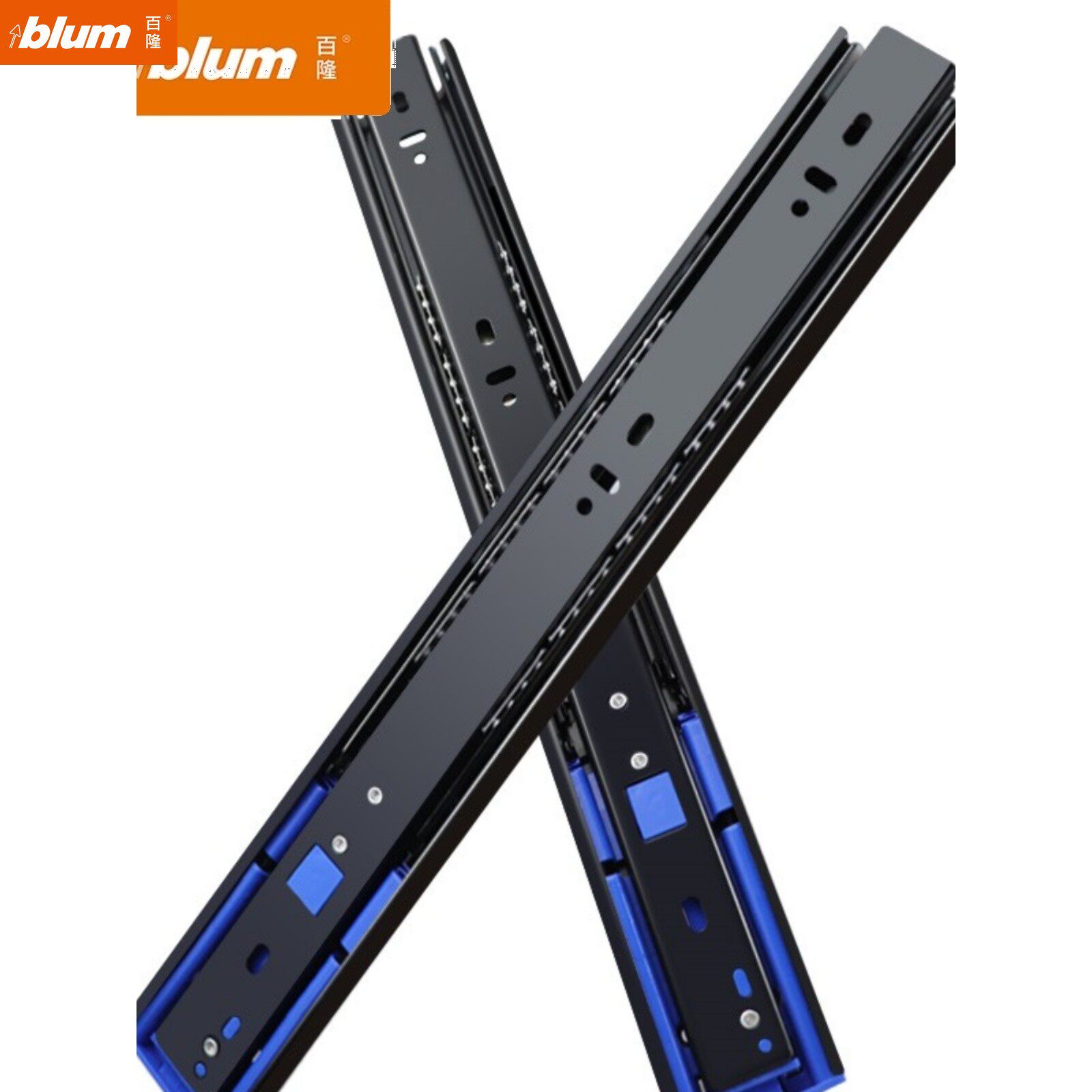 百隆不锈钢抽屉三节轨道阻尼缓冲滑轨道键盘托架电脑桌二节橱柜轨