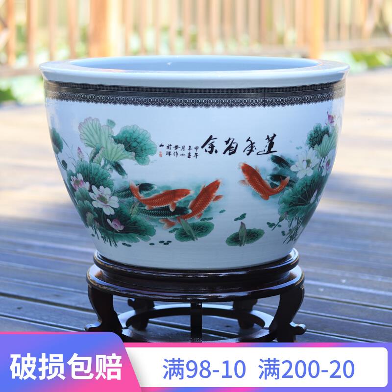 古法裸缸睡莲金鱼乌龟花