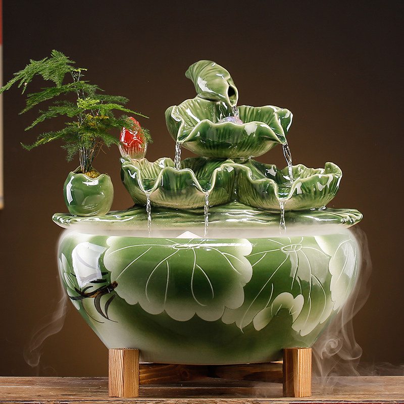 创意陶瓷莲花球水循环流水摆件简约家居玄关雾化加湿鱼缸,工业油品/胶粘/化学/实验室用品,烧杯/烧瓶,淘宝优惠券,粉丝福利购,淘宝优惠卷