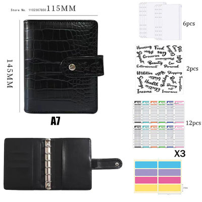 Pu Leather Binder Zipper Money Saving Envelope A7 Flip Budge